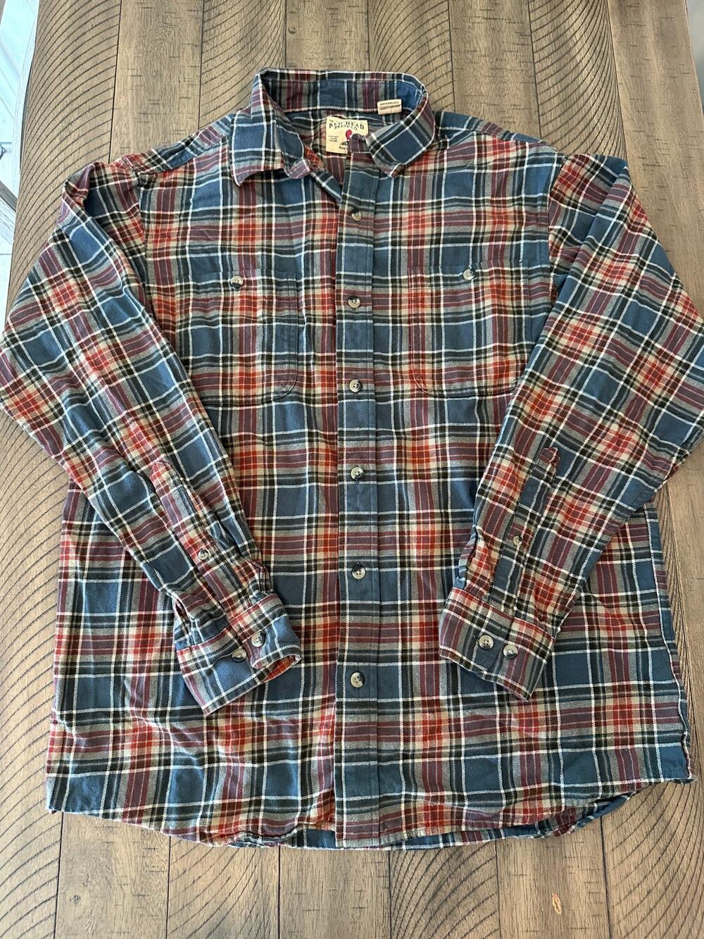 RedHead Brand Co. Men's LS Plaid Flannel Button-Down Shirt Sz L Blue Red
